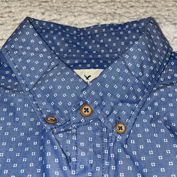 American Eagle Geo Print Patterned Button Down, Size L - Picture 3 of 7